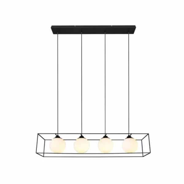 Luminaires Reality Suspension Reality GABBIA Noir, 4 lumières* Lampes En Verre