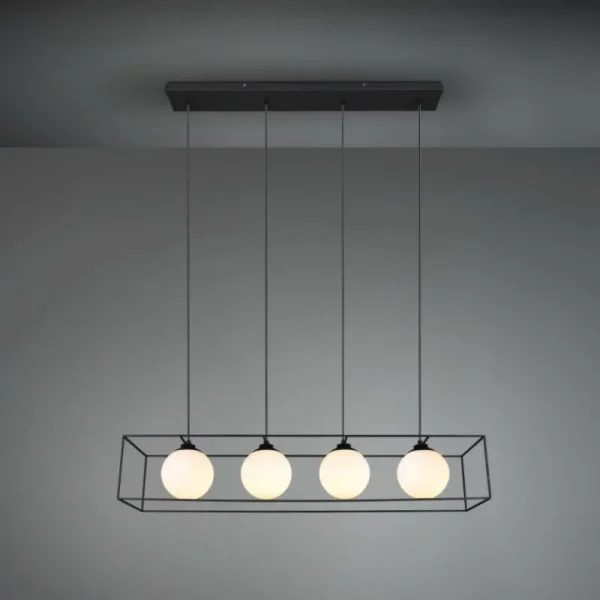 Luminaires Reality Suspension Reality GABBIA Noir, 4 lumières* Lampes En Verre