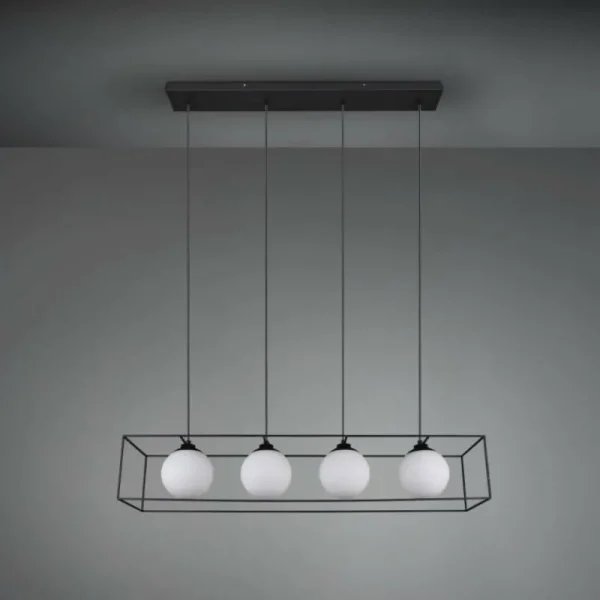 Luminaires Reality Suspension Reality GABBIA Noir, 4 lumières* Lampes En Verre