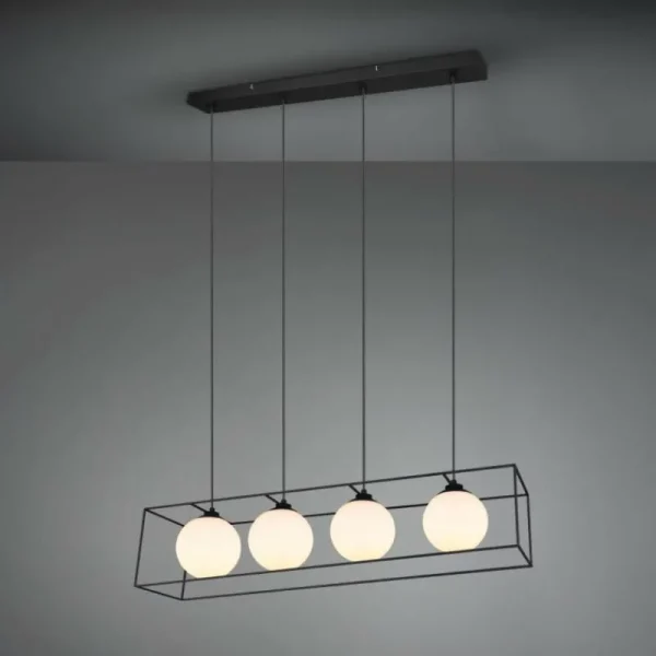 Luminaires Reality Suspension Reality GABBIA Noir, 4 lumières* Lampes En Verre