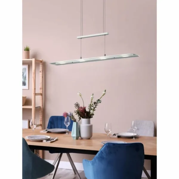 Luminaires Reality Suspension Reality MILOS LED Nickel mat, 4 lumières* Lampes En Verre