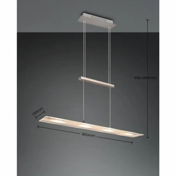 Luminaires Reality Suspension Reality MILOS LED Nickel mat, 4 lumières* Lampes En Verre