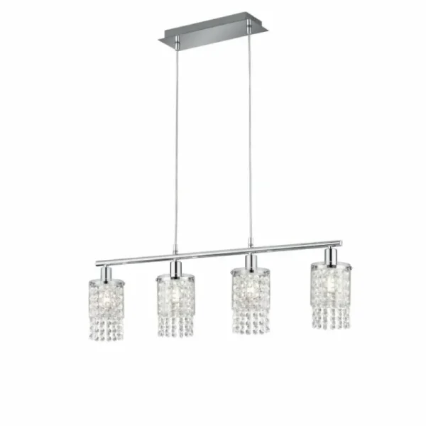 Luminaires Reality Suspension Reality Posh Chrome, 4 lumières* Lampes En Verre