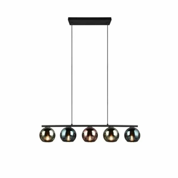 Luminaires Reality Suspension Reality SHELDON Noir, 5 lumières* Lampes En Verre