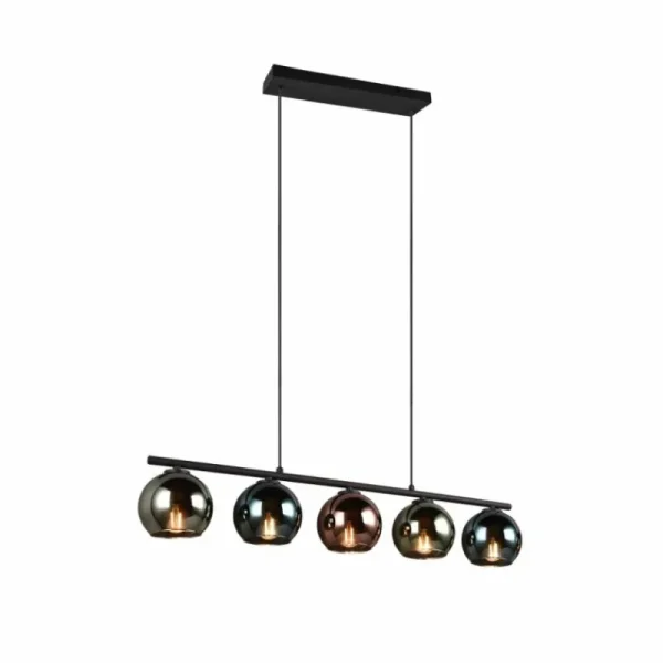 Luminaires Reality Suspension Reality SHELDON Noir, 5 lumières* Lampes En Verre