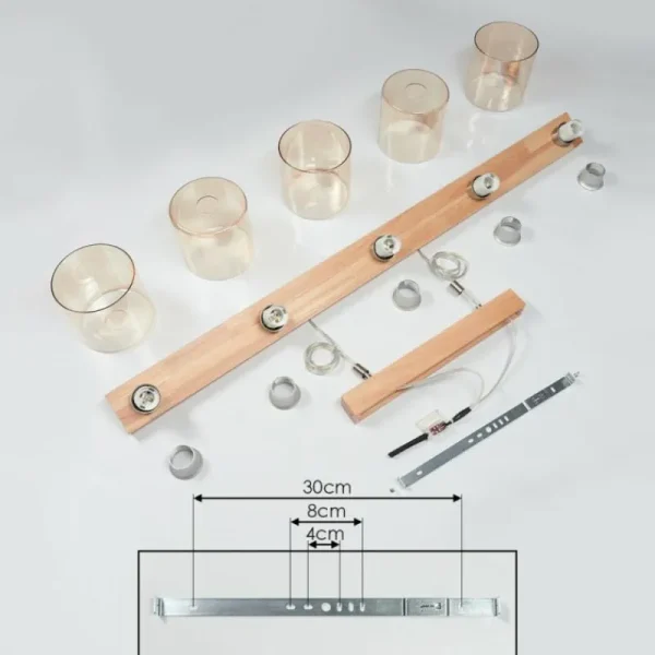hofstein Suspension Saltaire Bois clair, Argenté, 5 lumières* Lampes Modernes