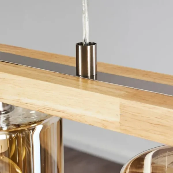 hofstein Suspension Saltaire Bois clair, Argenté, 5 lumières* Lampes Modernes