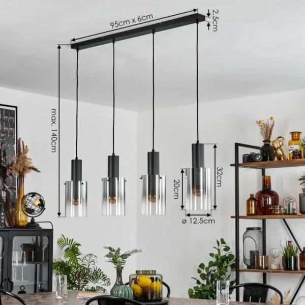 hofstein Suspension Sambour Noir, 4 lumières* Lampes Modernes