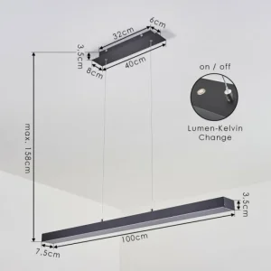 hofstein Suspension Seaton LED Noir, 1 lumière* Lampes En Verre