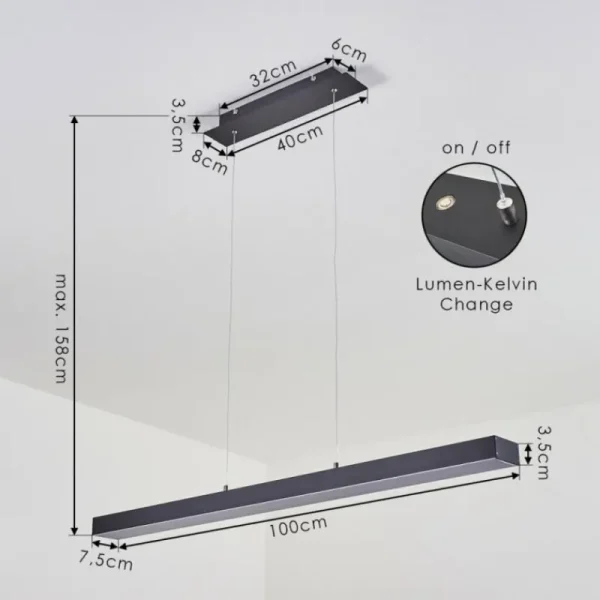 hofstein Suspension Seaton LED Noir, 1 lumière* Lampes En Verre