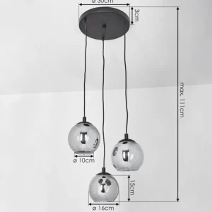 hofstein Suspension Sernf Noir, 3 lumières* Lampes Modernes