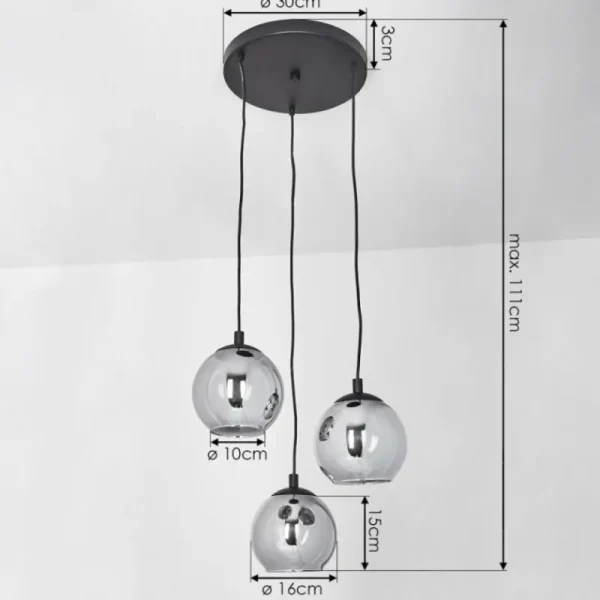 hofstein Suspension Sernf Noir, 3 lumières* Lampes Modernes