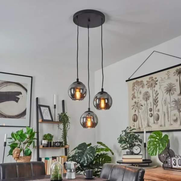 hofstein Suspension Sernf Noir, 3 lumières* Lampes Modernes