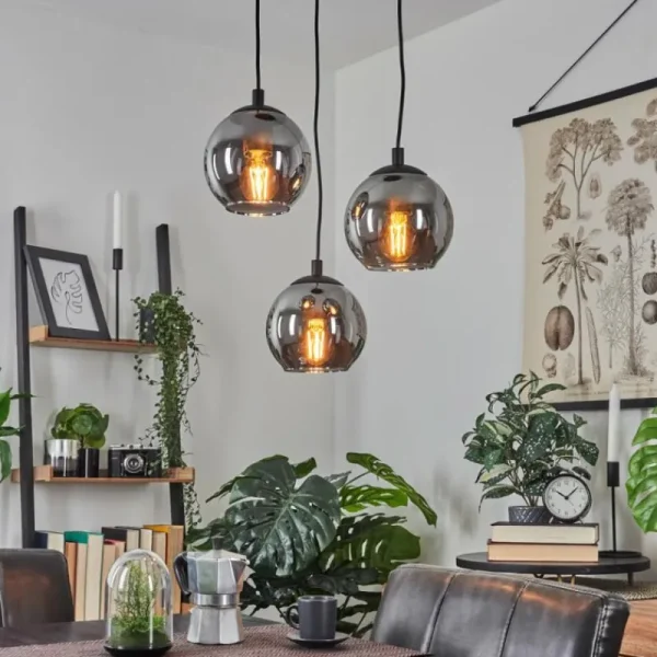 hofstein Suspension Sernf Noir, 3 lumières* Lampes Modernes