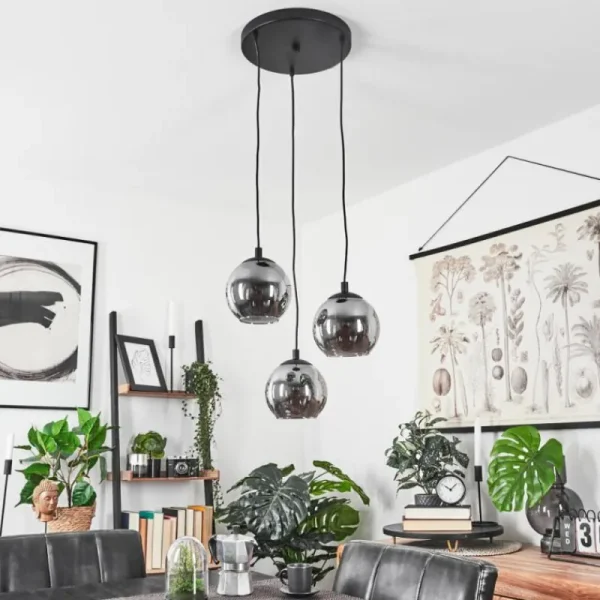 hofstein Suspension Sernf Noir, 3 lumières* Lampes Modernes