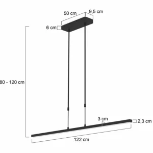 Luminaires Steinhauer Suspension Steinhauer Bande LED Noir, 3 lumières* Lampes En Verre