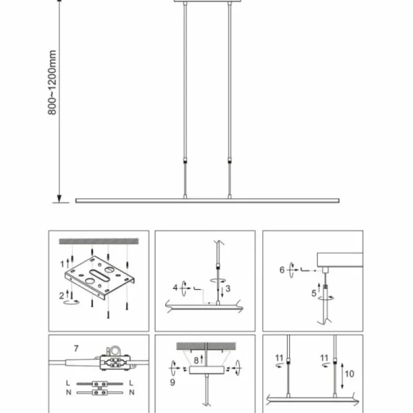 Luminaires Steinhauer Suspension Steinhauer Bande LED Noir, 3 lumières* Lampes En Verre