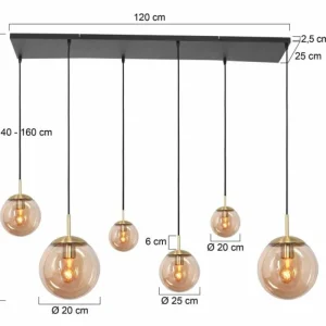 Luminaires Steinhauer Suspension Steinhauer Bollique Laiton, 6 lumières* Lampes En Verre