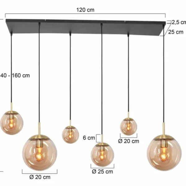 Luminaires Steinhauer Suspension Steinhauer Bollique Laiton, 6 lumières* Lampes En Verre
