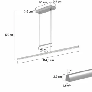 Luminaires Steinhauer Suspension Steinhauer Profilo LED Acier brossé, 1 lumière* Lampes En Verre