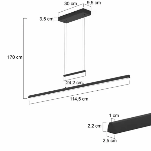 Luminaires Steinhauer Suspension Steinhauer Profilo LED Noir, 1 lumière* Lampes En Verre