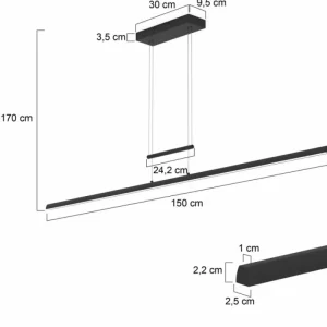 Luminaires Steinhauer Suspension Steinhauer Profilo LED Noir, 1 lumière* Lampes En Verre