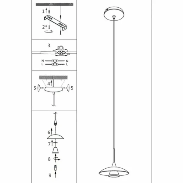 Luminaires Steinhauer Suspension Steinhauer Tallerken LED Acier inoxydable, Blanc, 1 lumière* Lampes En Verre