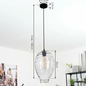 hofstein Suspension Sukeva Noir, 1 lumière* Lampes En Verre