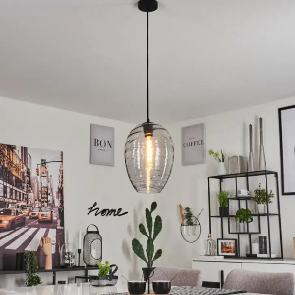 hofstein Suspension Sukeva Noir, 1 lumière* Lampes En Verre