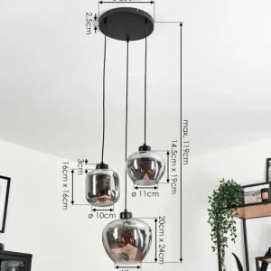 hofstein Suspension Talok Fumé, 3 lumières* Lampes Modernes