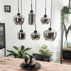 hofstein Suspension Talok Fumé, 6 lumières* Lampes Modernes