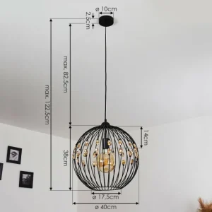 hofstein Suspension Tawasu Noir, 1 lumière* Lampes Modernes