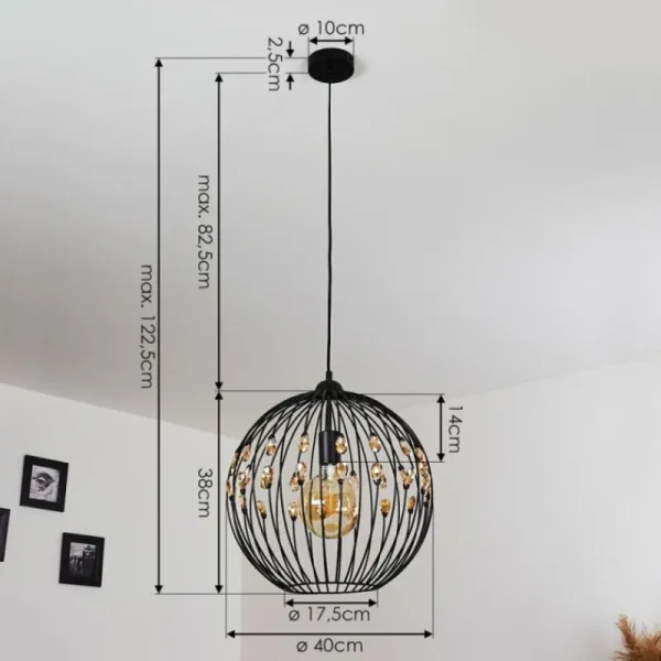 hofstein Suspension Tawasu Noir, 1 lumière* Lampes Modernes