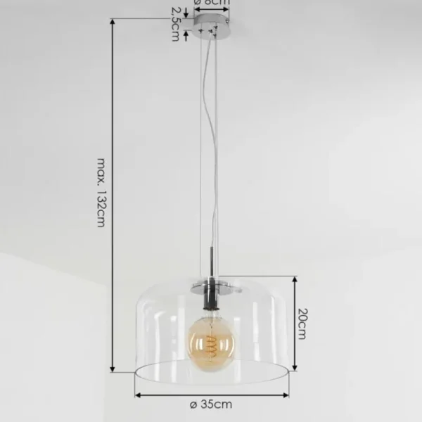 hofstein Suspension Tembotalo Chrome, 1 lumière* Lampes En Verre