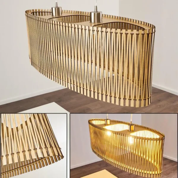 hofstein Suspension Timmele Bois clair, 2 lumières* Lampes Modernes