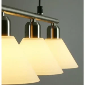 Luminaires Trio Suspension Trio 3751 Acier inoxydable, Nickel mat, 3 lumières* Lampes En Verre