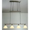 Luminaires Trio Suspension Trio 3751 Acier inoxydable, Nickel mat, 4 lumières* Lampes En Verre