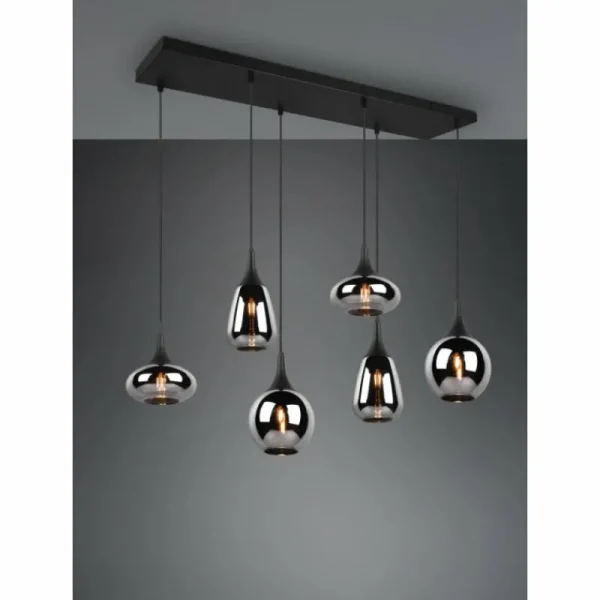 Luminaires Trio Suspension Trio Lumina Noir, 6 lumières* Lampes En Verre