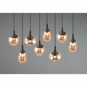 Luminaires Trio Suspension Trio Lumina Noir, 8 lumières* Lampes En Verre