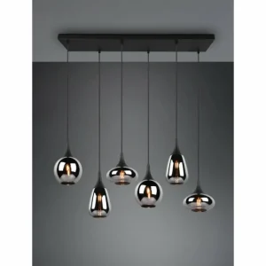 Luminaires Trio Suspension Trio Lumina Noir, 6 lumières* Lampes En Verre