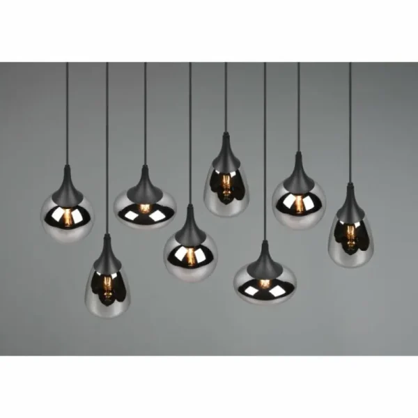 Luminaires Trio Suspension Trio Lumina Noir, 8 lumières* Lampes En Verre