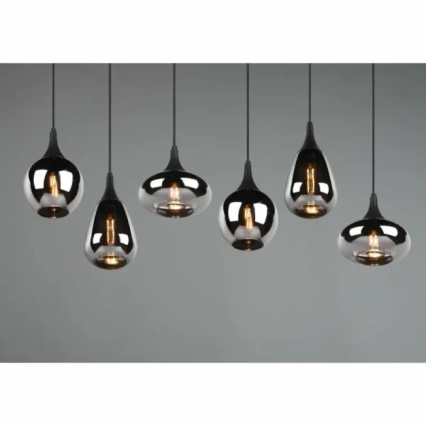 Luminaires Trio Suspension Trio Lumina Noir, 6 lumières* Lampes En Verre