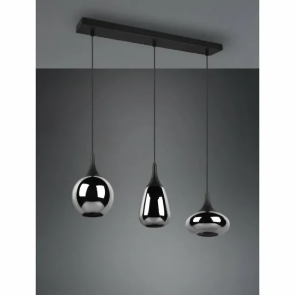 Luminaires Trio Suspension Trio Lumina Noir, 3 lumières* Lampes En Verre