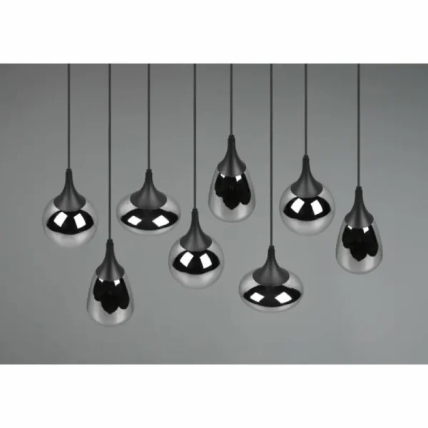 Luminaires Trio Suspension Trio Lumina Noir, 8 lumières* Lampes En Verre