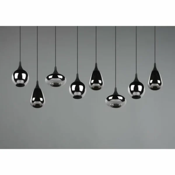 Luminaires Trio Suspension Trio Lumina Noir, 8 lumières* Lampes En Verre