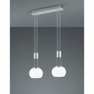 Luminaires Trio Suspension Trio Madison LED Nickel mat, 2 lumières* Lampes En Verre