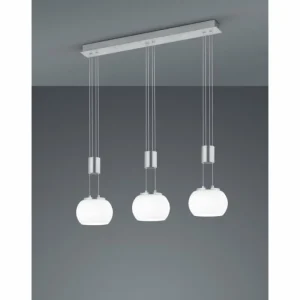 Luminaires Trio Suspension Trio Madison LED Nickel mat, 3 lumières* Lampes En Verre