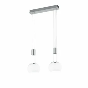 Luminaires Trio Suspension Trio Madison LED Nickel mat, 2 lumières* Lampes En Verre