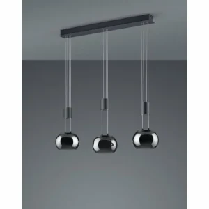 Luminaires Trio Suspension Trio Madison LED Noir, 3 lumières* Lampes En Verre