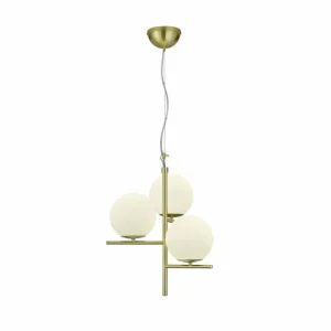 Luminaires Trio Suspension Trio PURE Laiton, 3 lumières* Lampes En Verre